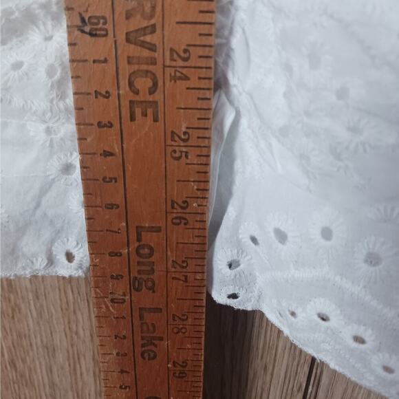 Shein Coquette White Eyelet Cut Out Twist Front Ruche Mini Dress Size 4 - Picture 9 of 10